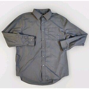 George Adult Large 42-44 Gray Button Up Long Sleeve Classic Modern Mens